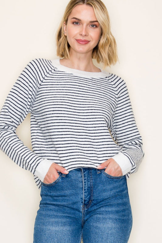 Navy Striped Pullover Sweater