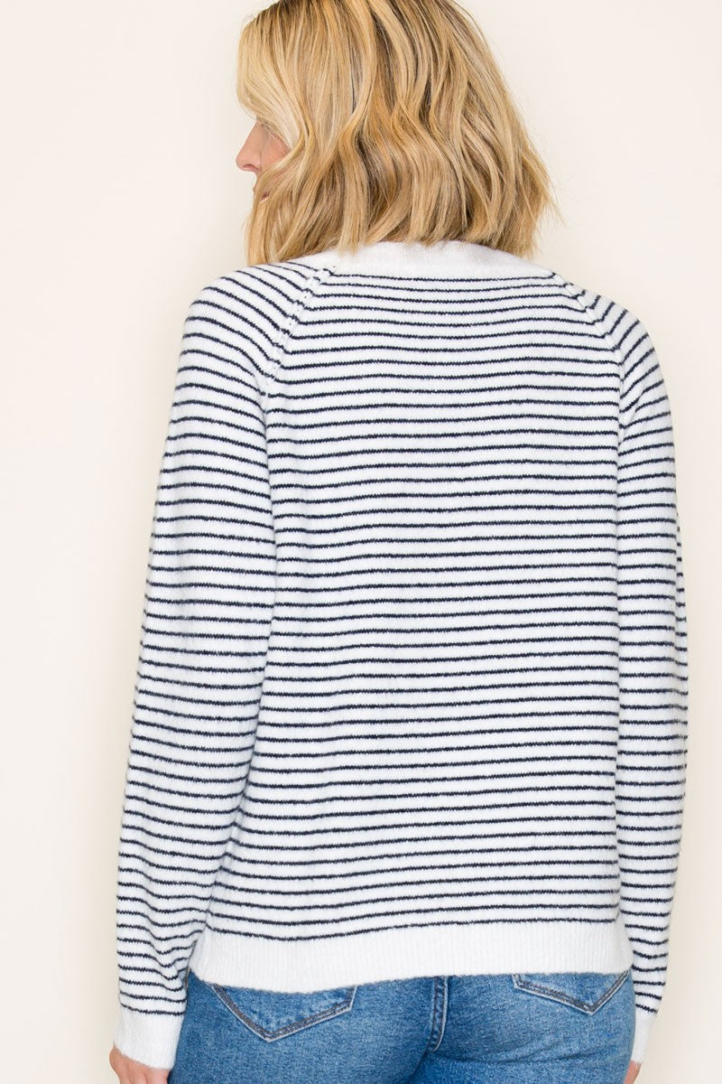 Navy Striped Pullover Sweater