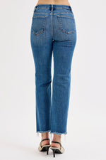 Ruby TC HR Crop Straight Raw Hem Risen Jeans - Medium