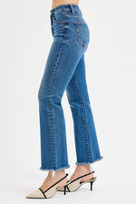 Ruby TC HR Crop Straight Raw Hem Risen Jeans - Medium