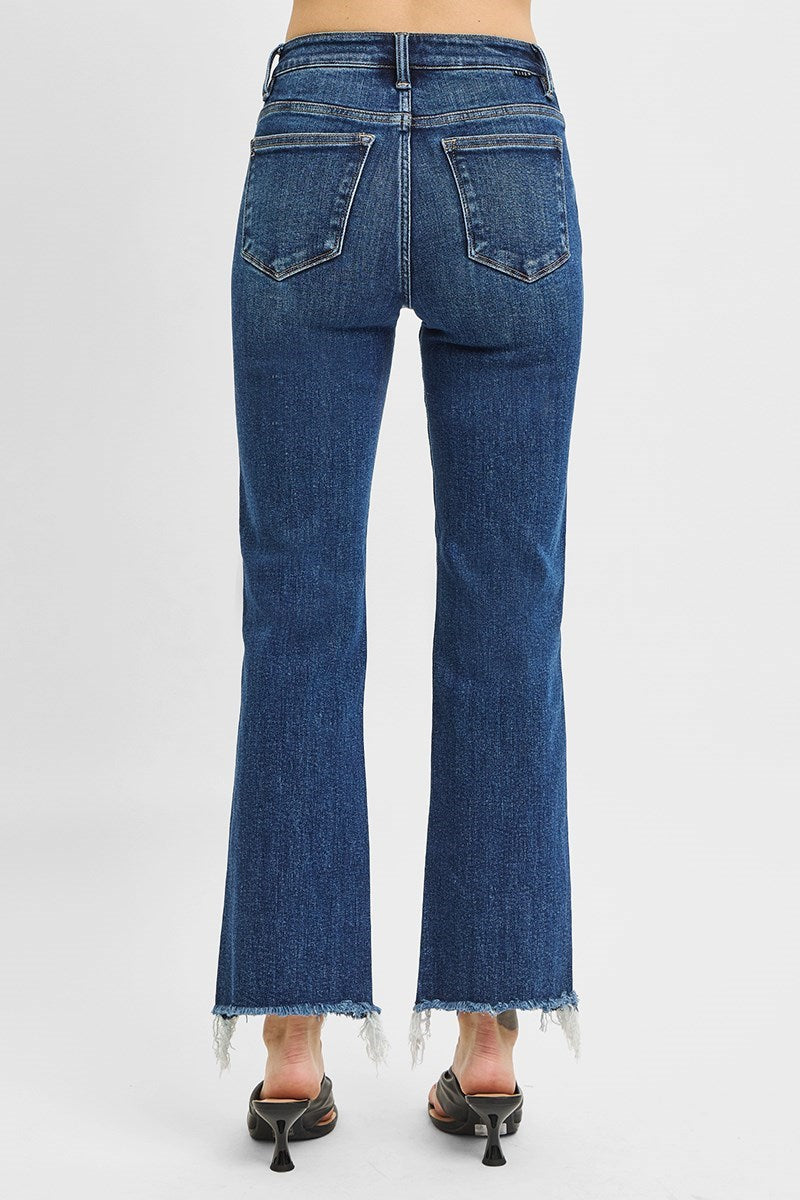 Ruby TC HR Crop Straight Raw Hem Risen Jeans