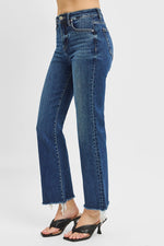 Ruby TC HR Crop Straight Raw Hem Risen Jeans