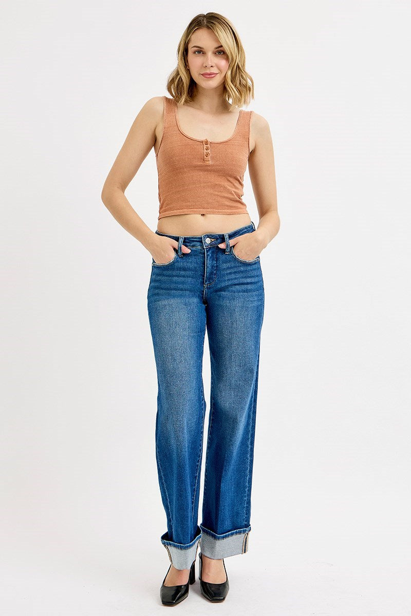 Wendy TC MR Wide Cuff Risen Jeans