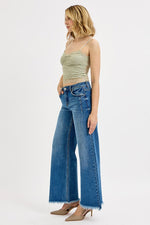 Maya Slouchy Wide Leg Fray Hem Risen Jeans