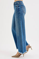 Maya Slouchy Wide Leg Fray Hem Risen Jeans