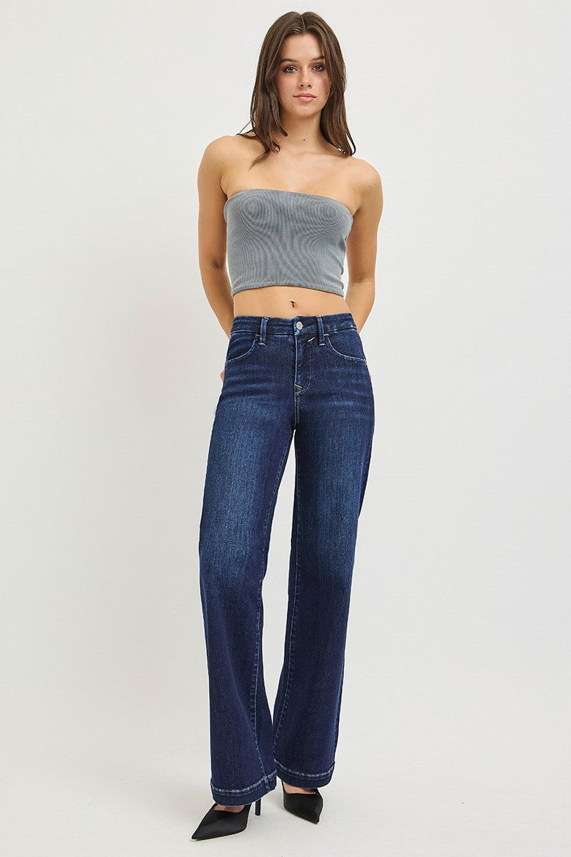 Jones MR Wide Leg Risen Jeans - Dark