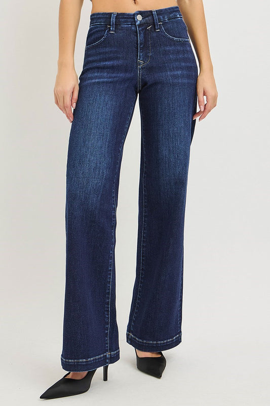 Jones MR Wide Leg Risen Jeans - Dark