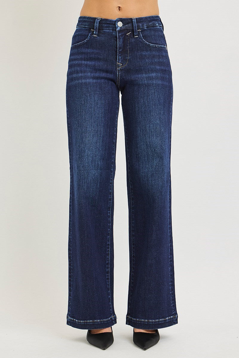 Jones MR Wide Leg Risen Jeans - Dark