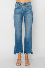 Hilary HR Crop Flare Fray Hem Risen Jeans