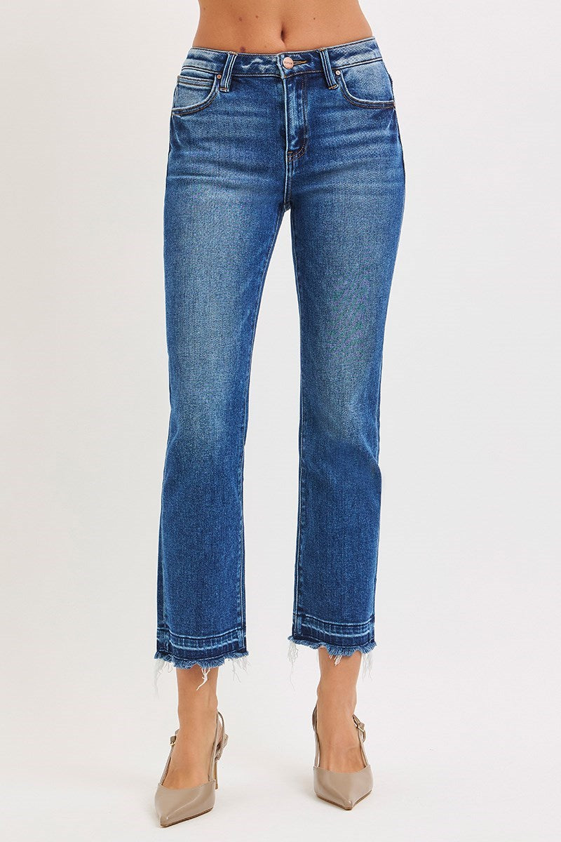 Holly HR Crop Straight Leg Risen Jeans