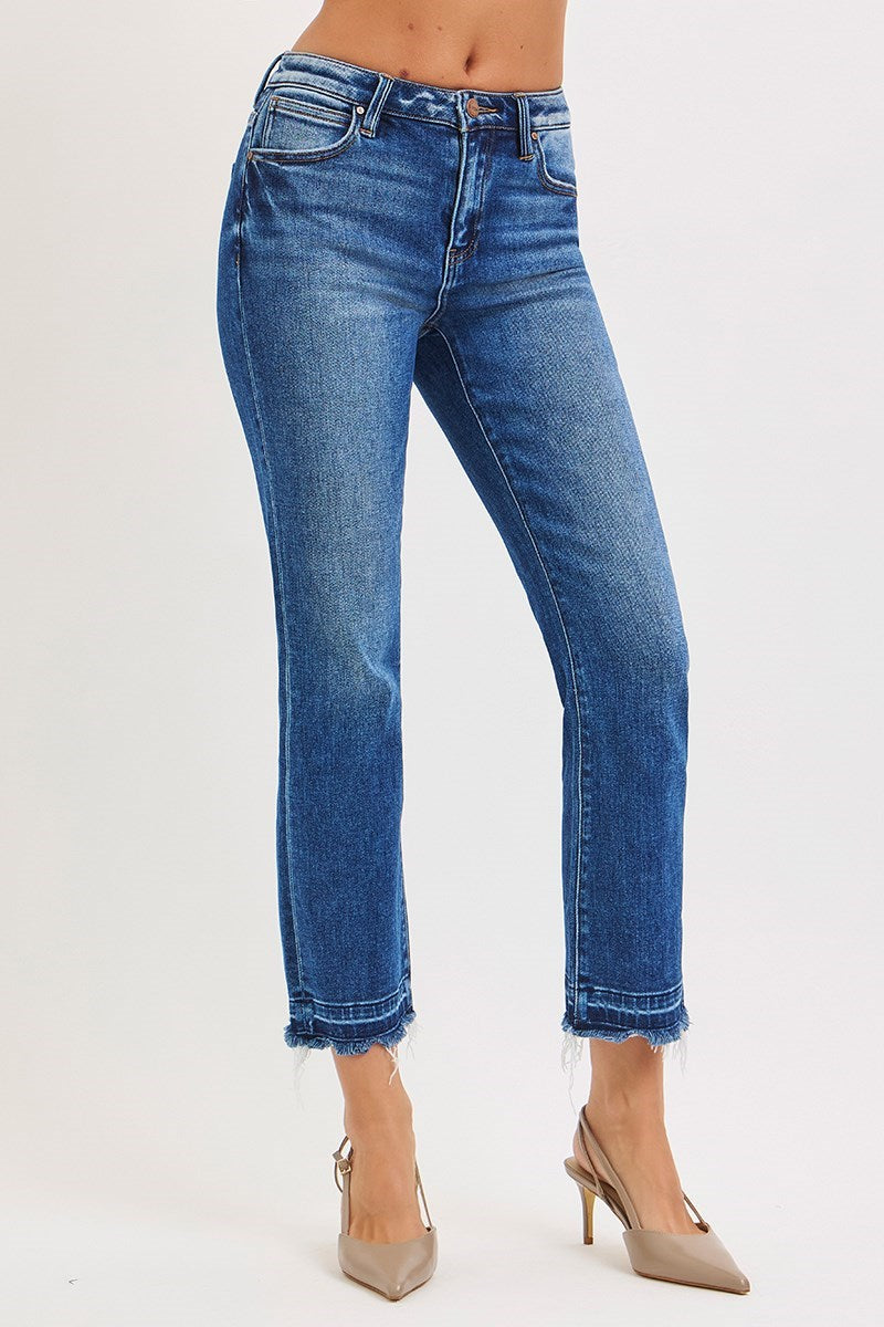 Holly HR Crop Straight Leg Risen Jeans