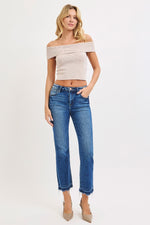 Holly HR Crop Straight Leg Risen Jeans