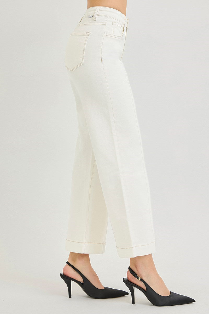 Ivy HR Crop Wide Pants Stretchy - Ivory