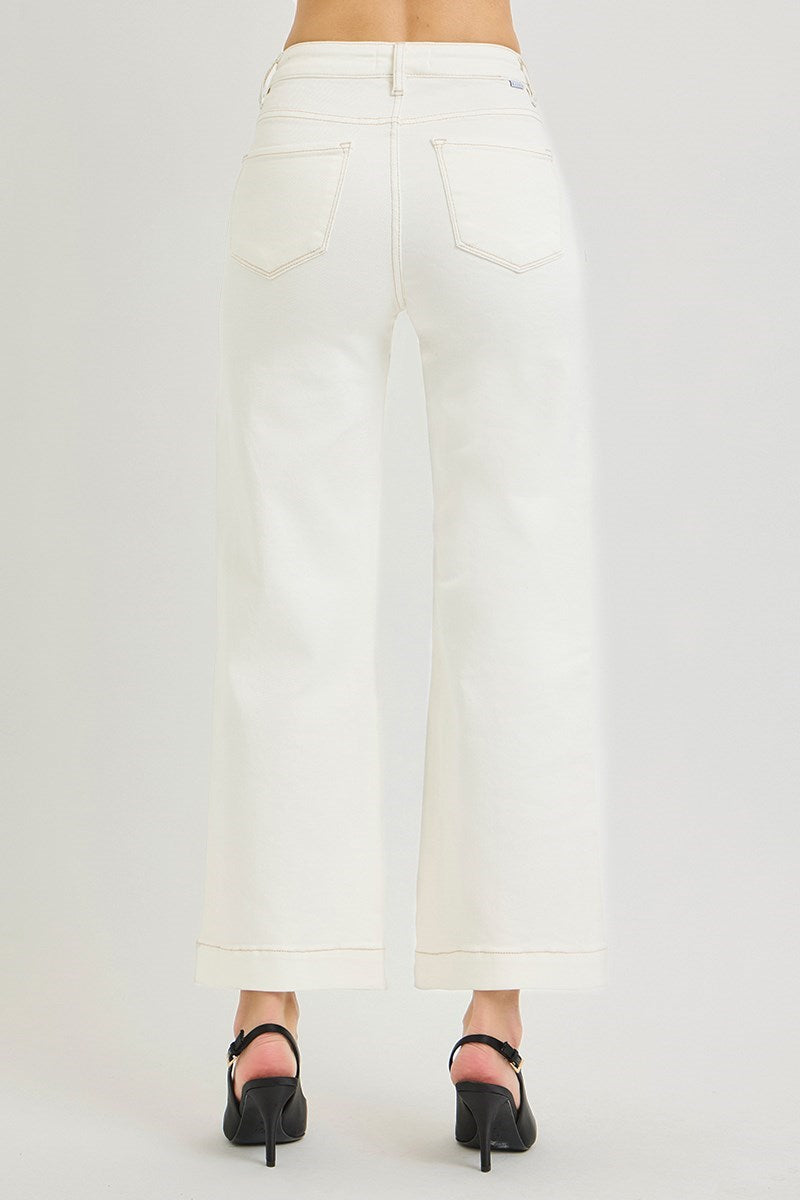 Ivy HR Crop Wide Pants Stretchy - Ivory