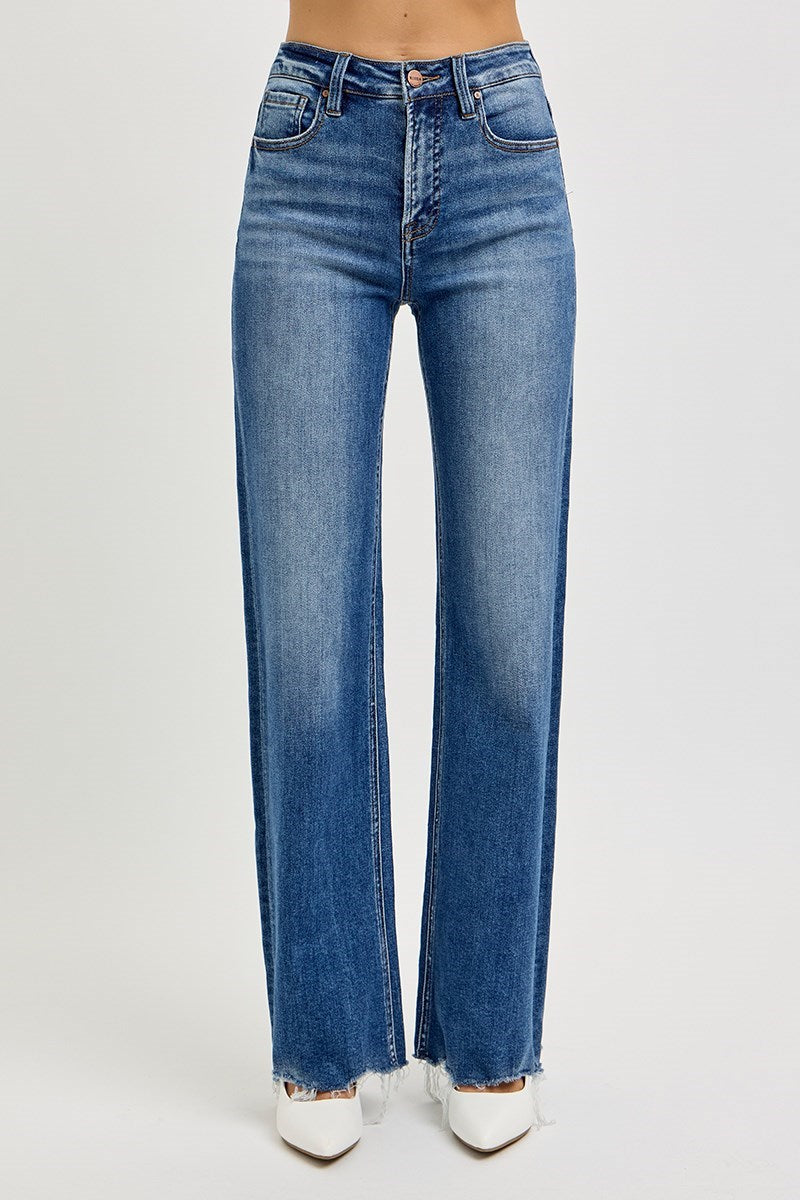 Wilson HR Wide Leg Raw Cut Hem Risen Jeans