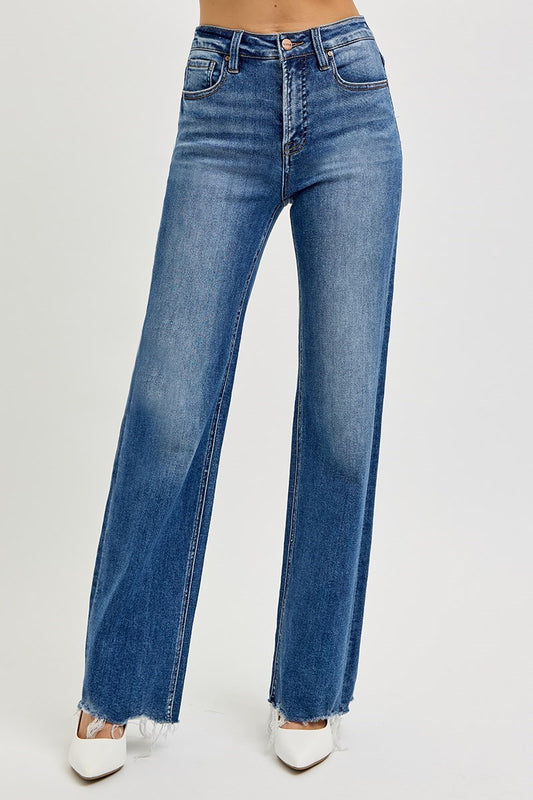 Wilson HR Wide Leg Raw Cut Hem Risen Jeans