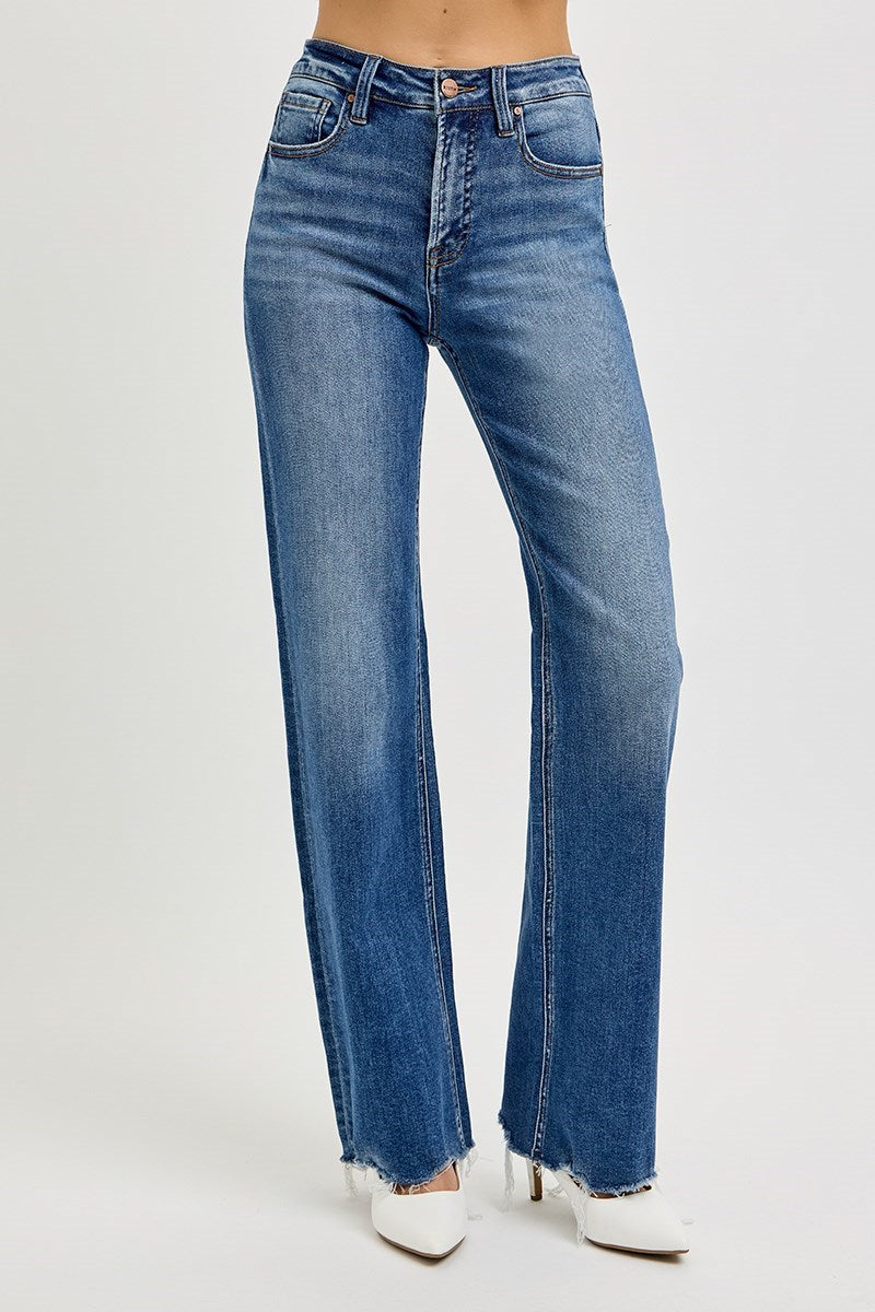 Wilson HR Wide Leg Raw Cut Hem Risen Jeans