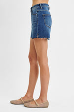 Kylie HR Raw Hem Side Slit Risen Shorts