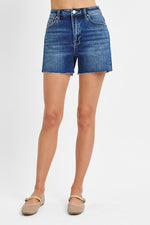 Kylie HR Raw Hem Side Slit Risen Shorts