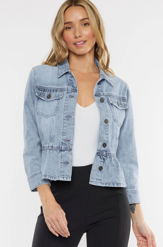 Light Wash Denim Peplum Jacket
