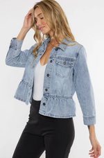 Light Wash Denim Peplum Jacket