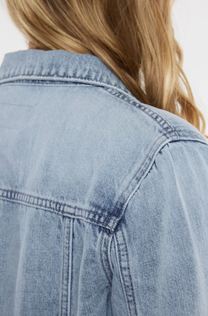 Light Wash Denim Peplum Jacket