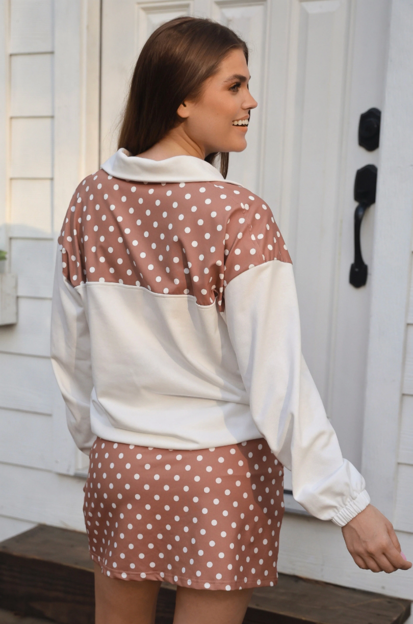 Mia Mocha Mousse Polka Dot Pullover