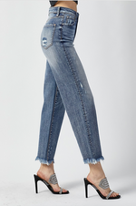 Dark High Rise Crop Straight Jean