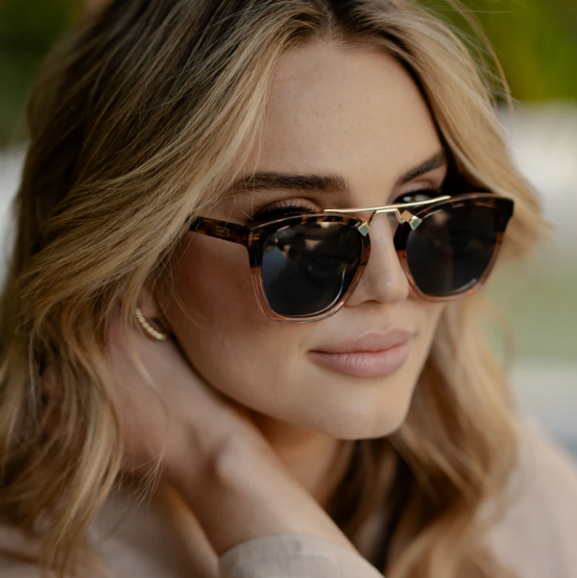 Demi Sunglasses: Crystal Brown Tortoise / Black Lens