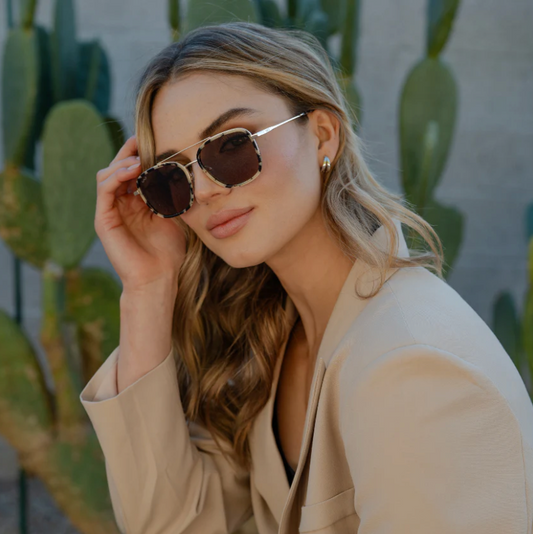 Gia Sunglasses: Beige Tortoise / Brown Lens