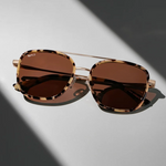 Gia Sunglasses: Beige Tortoise / Brown Lens