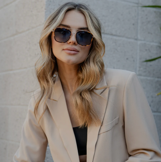 Gia Sunglasses: Brown Tortoise / Gradient Blue Lens