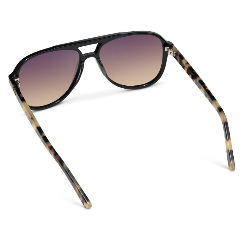 Indie - Aviator Polarized Sunglasses: Black Cream Tortoise / Gradient Sunset Lens