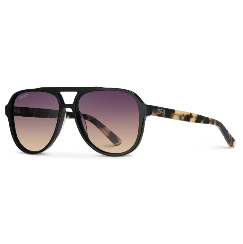 Indie - Aviator Polarized Sunglasses: Black Cream Tortoise / Gradient Sunset Lens