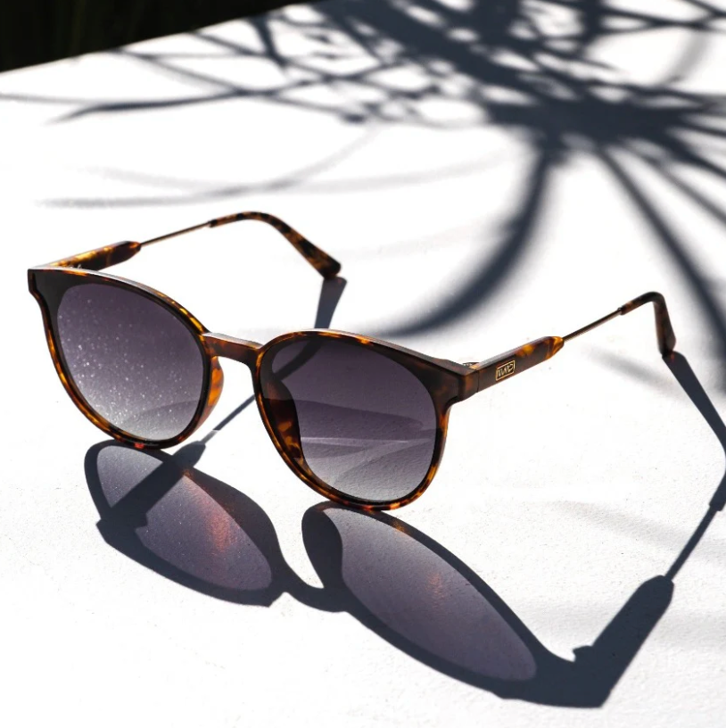 Aubrie Sunglasses: Tortoise Frame/Black Gradient Lens