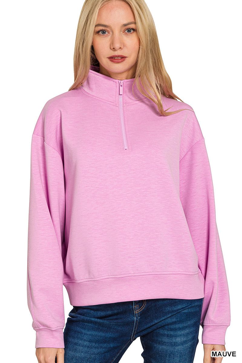 Scuba Half Zip Pullover - Mauve