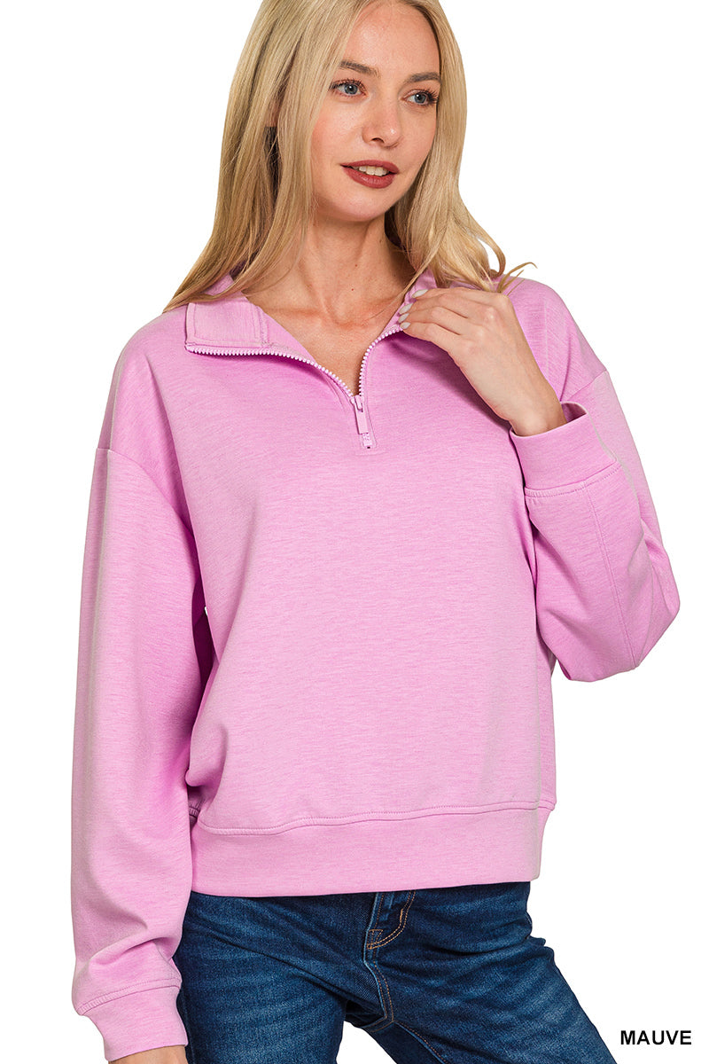 Scuba Half Zip Pullover - Mauve