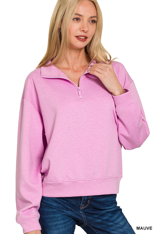 Scuba Half Zip Pullover - Mauve