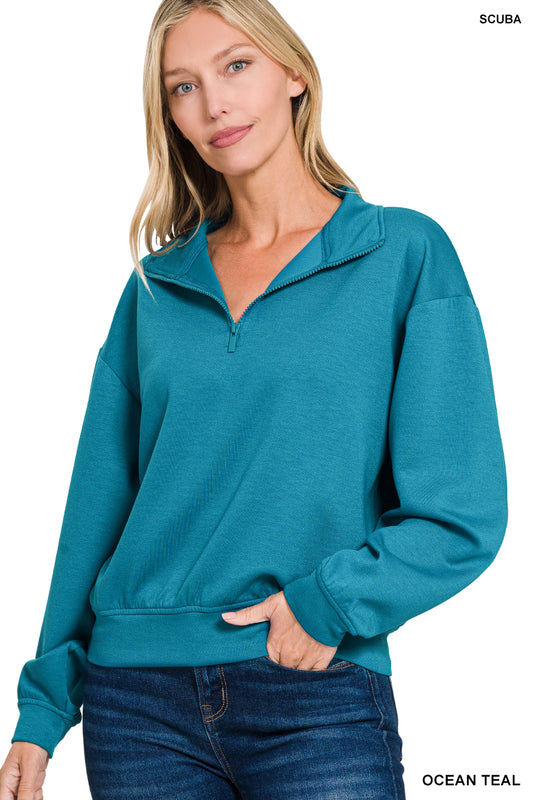 Scuba Half Zip Pullover - Ocean Teal