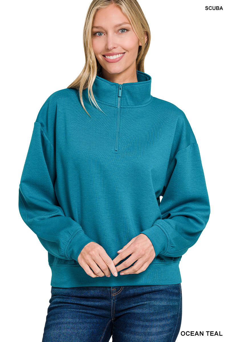 Scuba Half Zip Pullover - Ocean Teal