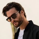Dash - Unisex Polarized Square Sunglasses: Glossy Black / Brown Lens