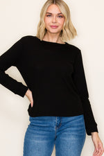 Waffle Basic Knit Long Sleeve - Black