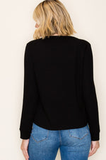 Waffle Basic Knit Long Sleeve - Black