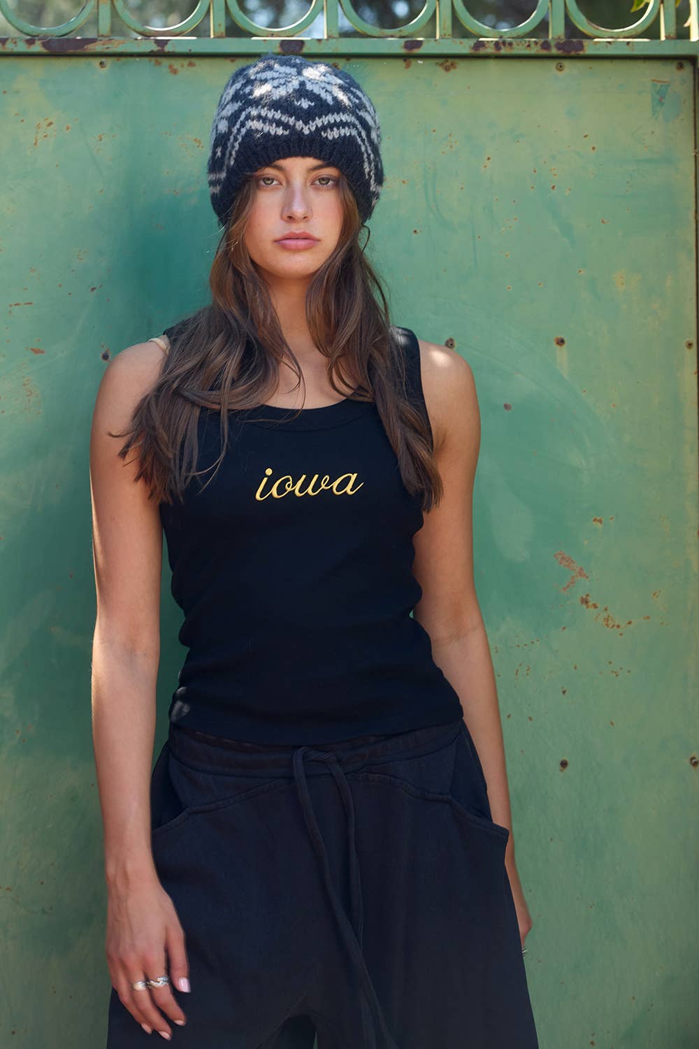 Iowa Embroidered Logo Ribbed Scoop-Neck Tank