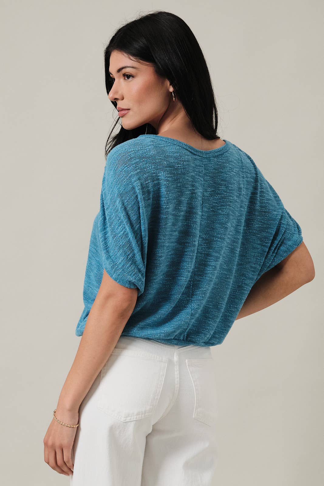 Boat Neck Half Sleeve Top - Teal