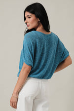 Boat Neck Half Sleeve Top - Teal