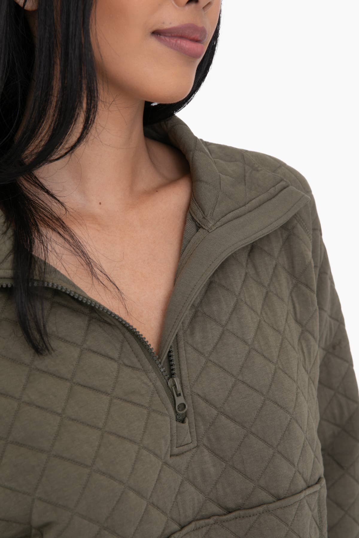 Cozy Quilted Jersey Pullover: IVY GREEN