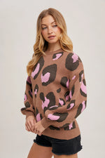 Mocha & Pink Leopard Sweater