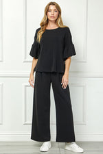 Wide-leg Pants With Drawstring Waist - Black