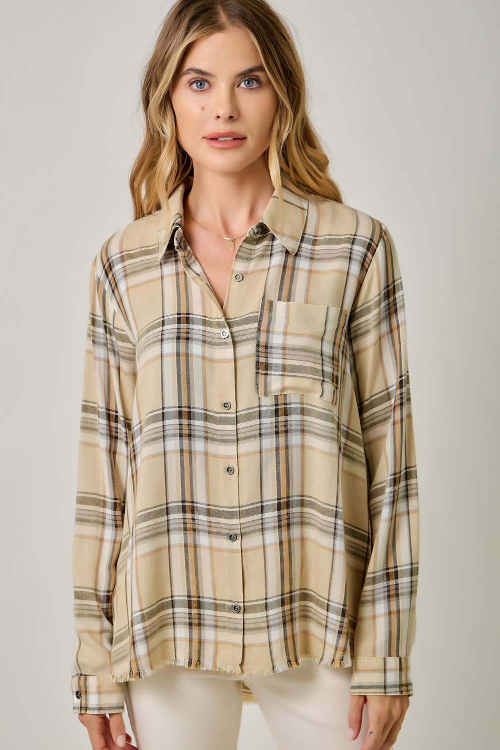 Washed Plaid Button Down Shirt: Washed Sand